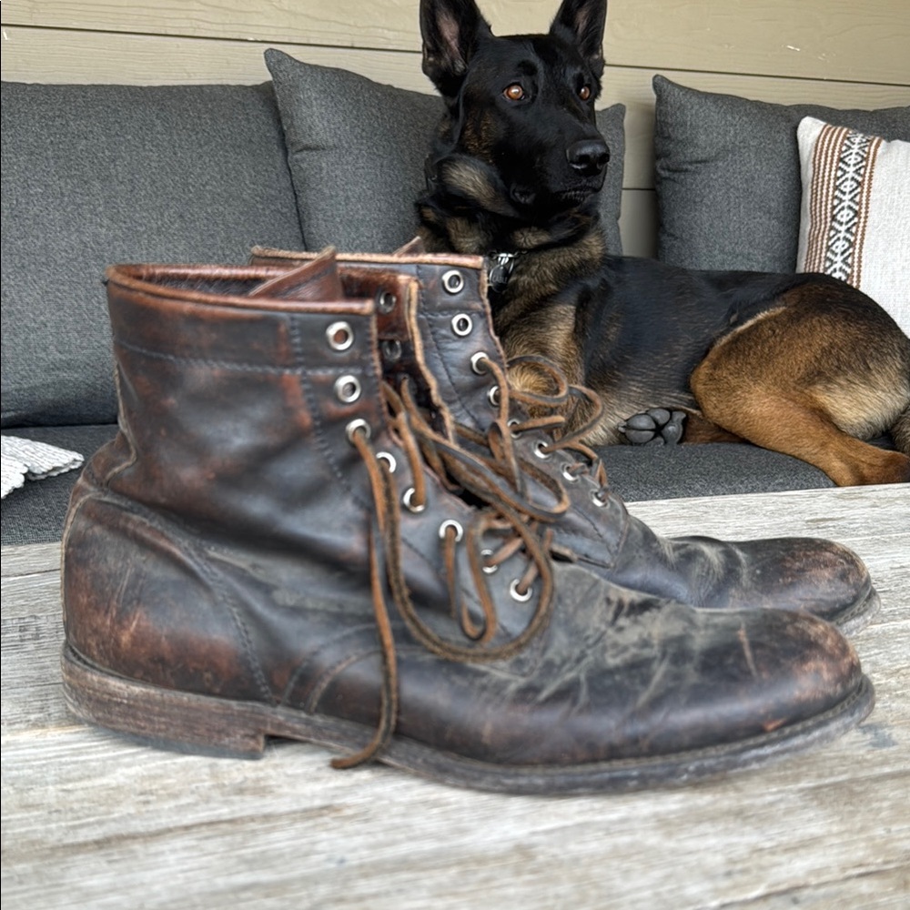 Frye Distressed Dark Brown Leather Boots
